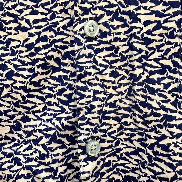 Tori Richard Men's XL Short Sleeve Button Up Shark Design Blue White Beach - Picture 8 of 11